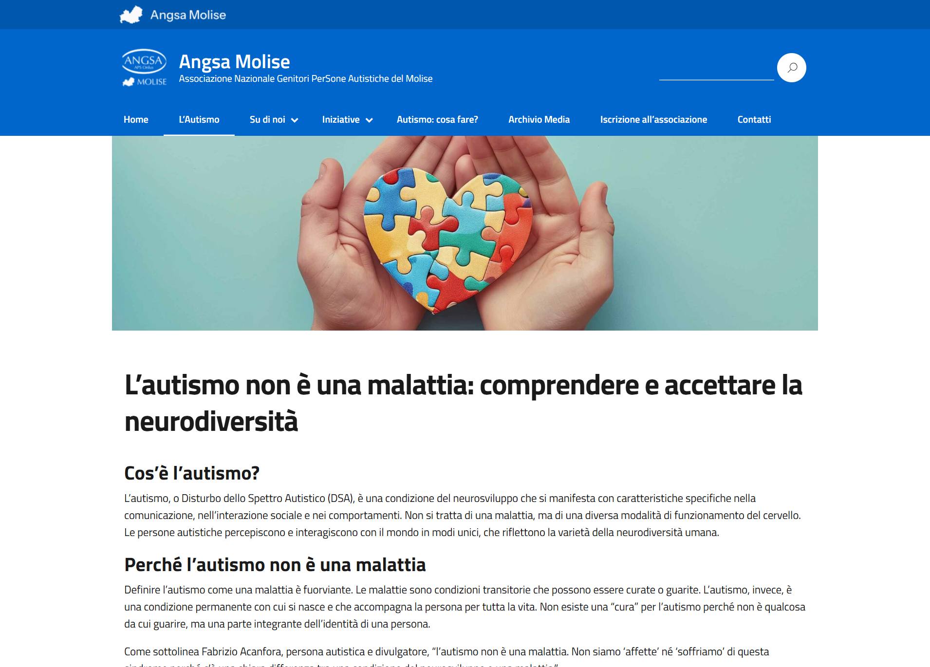 Design della sezione autismo Design prototipo della sezione autismo di ANGSA Molise